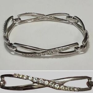 Swarovski Stainless Steel Pave Flex Infinity Links Bracelet